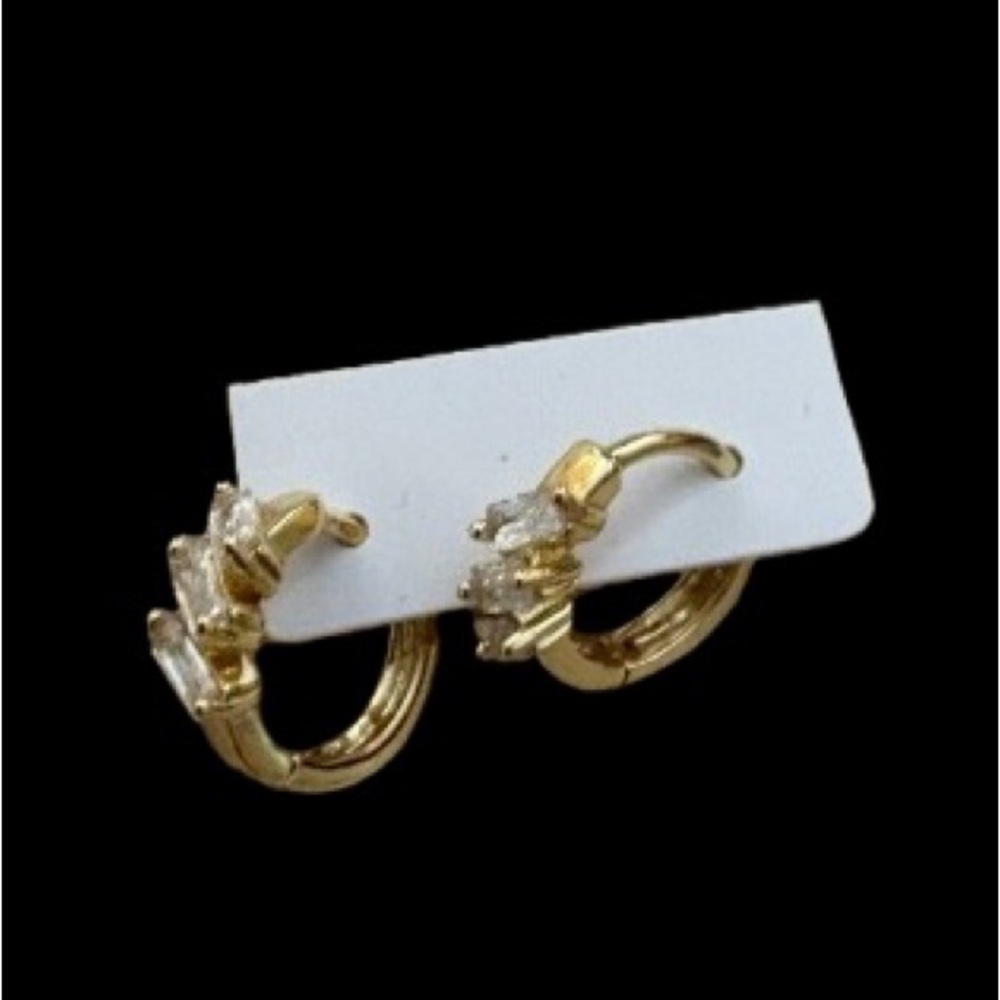 Pretty Bird Jewelry 18K Yellow Gold Plated Baguette Hoops